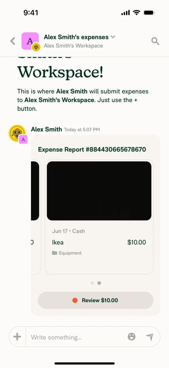 Expensify's review button on a scanned expense